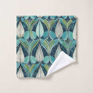 Conjunto De Toalhas Mid Century Atomic Drops Blue Green Pattern