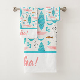 Conjunto De Toalhas Mid Century Pink Catamaran