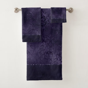Conjunto De Toalhas Midnight Indigo Romance Satinge Damask