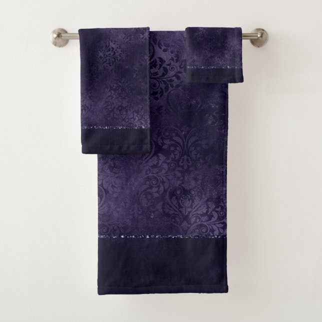 Conjunto De Toalhas Midnight Indigo Romance | Satinge Damask (Insitu)
