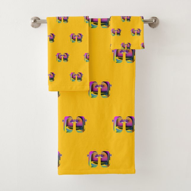 Conjunto De Toalhas Mini Arte Deco Óculos Refletidos Design Amarelo (Insitu)