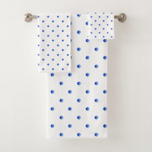 Conjunto De Toalhas Mini bolinhas azuis da aguarela