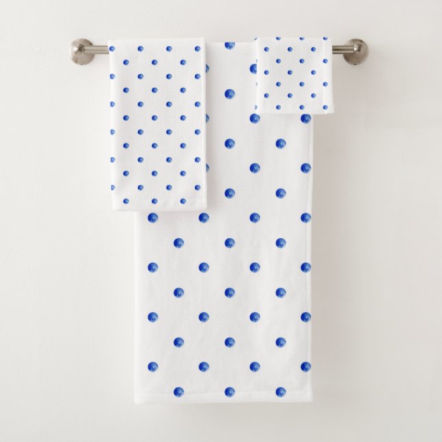 Conjunto De Toalhas Mini Bolinhas Azuis de Aquarela (Insitu)