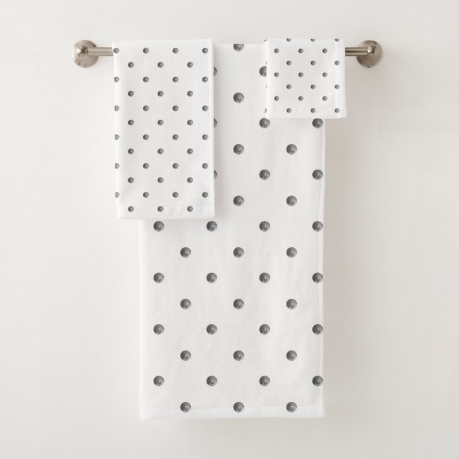 Conjunto De Toalhas Mini Cinza de Bolinhas de Aquarela (Insitu)