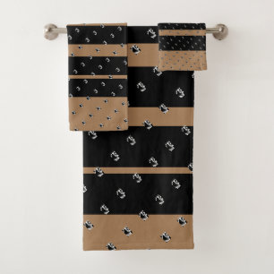 Conjunto De Toalhas Mini Geo Black Brown Stripes