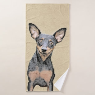 Conjunto De Toalhas Miniatura Pinscher Pintando Bela Arte Original de