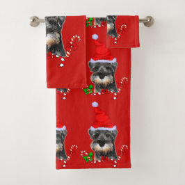 Conjunto De Toalhas Miniatura Schnauzer Natal