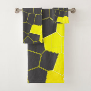 Conjunto De Toalhas Mínimalismo Abstrato Art Amarelo Cinzas Células Br