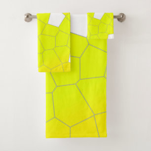 Conjunto De Toalhas Mínimalismo Abstrato Art Amarelo Cinzas Células Br