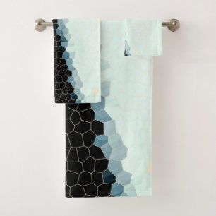 Conjunto De Toalhas Minimalismo - Abstrato de arte rosa pálida azul pr