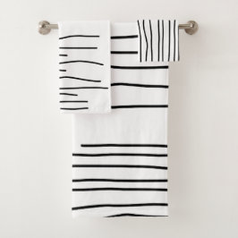 Conjunto De Toalhas Minimalismo das Linhas Brancas Negras de abstrato