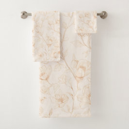 Conjunto De Toalhas Minimalist Neutral Wildflower