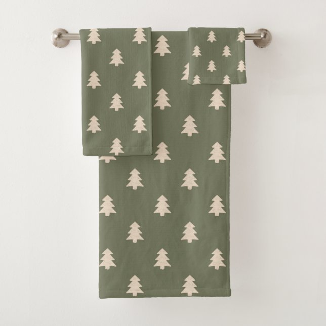 Conjunto De Toalhas Minimalist Pine Tree Neutral Boho Farmhouse Winter (Insitu)