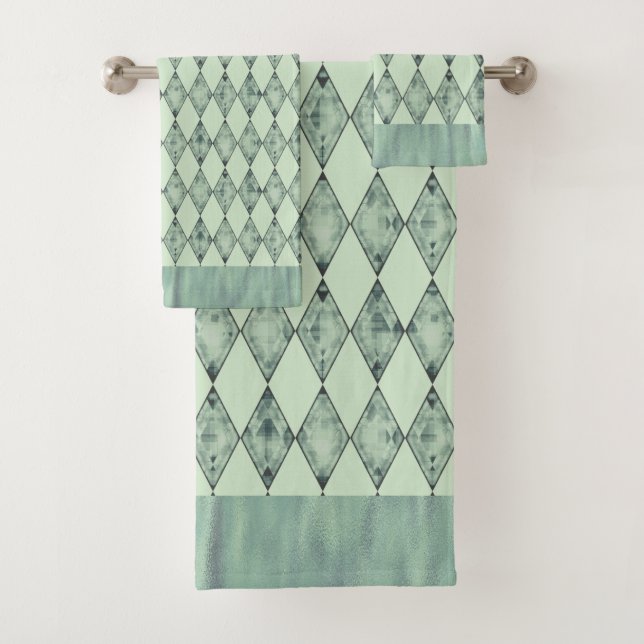 Conjunto De Toalhas Mint Green Chic Harlequin (Insitu)
