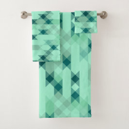Conjunto De Toalhas mint green geometric