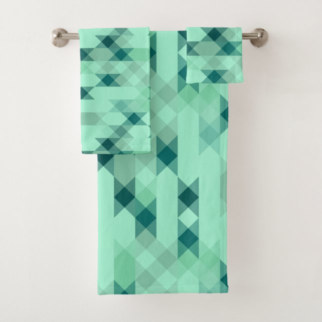 Conjunto De Toalhas mint green geometric (Insitu)
