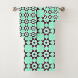 Conjunto De Toalhas Mint green geometric mandala pattern Towel