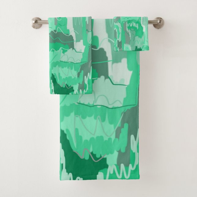 Conjunto De Toalhas Mint Greenery Abstrato (Insitu)