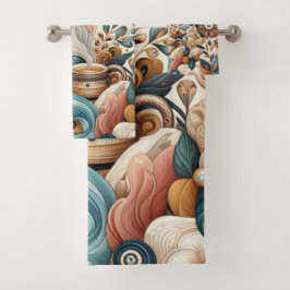 Conjunto De Toalhas Mistura boêmica de chá, magenta, flores roxas