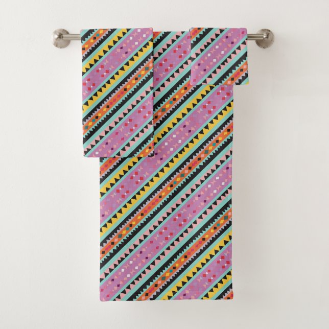 Conjunto De Toalhas Mistura Colorida de Padrões Digitados (Insitu)
