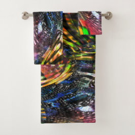 Conjunto De Toalhas Mistura de arte virtual colorida inspirada na arte