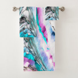 Conjunto De Toalhas Mistura de gradiente e garoa, ciano e rosa