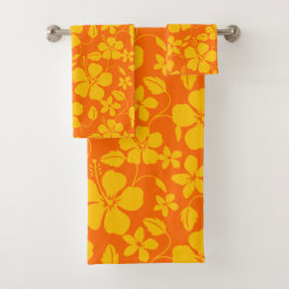 CONJUNTO DE TOALHAS MISTURA DE LARANJA HAWAIIANA HULA (HIBISCUS)