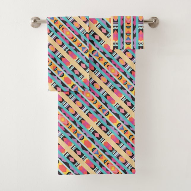 Conjunto De Toalhas Mistura de padrões geométricos de Boho Vibrante (Insitu)