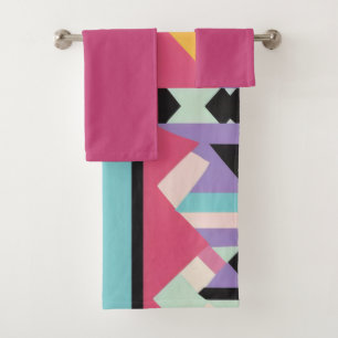 Conjunto De Toalhas Mistura de padrões rosa e azul