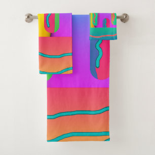 Conjunto De Toalhas Mistura Geo Arco-íris