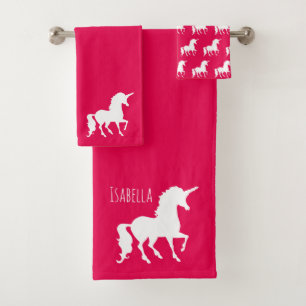 Conjunto De Toalhas Miúdo personalizado do unicórnio do rosa quente