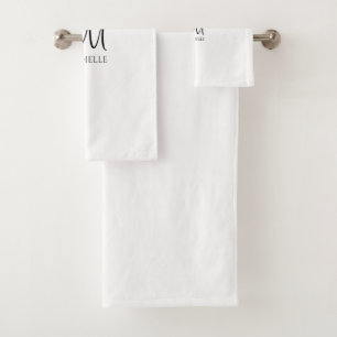 Conjunto De Toalhas Modelo de Nome do Monograma Manuscrito Branco Pret