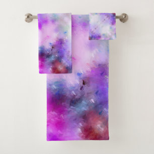 Conjunto De Toalhas Modelo Elegante abstrato Azul Roxo Moderno