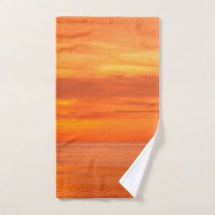 Conjunto De Toalhas Modelo Elegante Pôr do Sol Laranja Vermelho Amarel