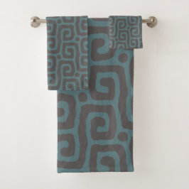 Conjunto De Toalhas modern Blue &Gray Abstract Pattern monogram Name 