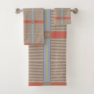 Conjunto De Toalhas Modern Boho Etnic Geométrico Multi Khaki