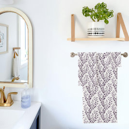 Conjunto De Toalhas Modern Boho Floral Pattern Plum White