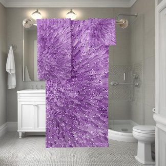 Conjunto De Toalhas Modern, chic design in purple with glitter effect