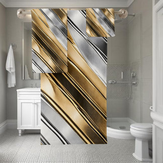 Conjunto De Toalhas Modern, cool, chic, silver and gold stripe pattern