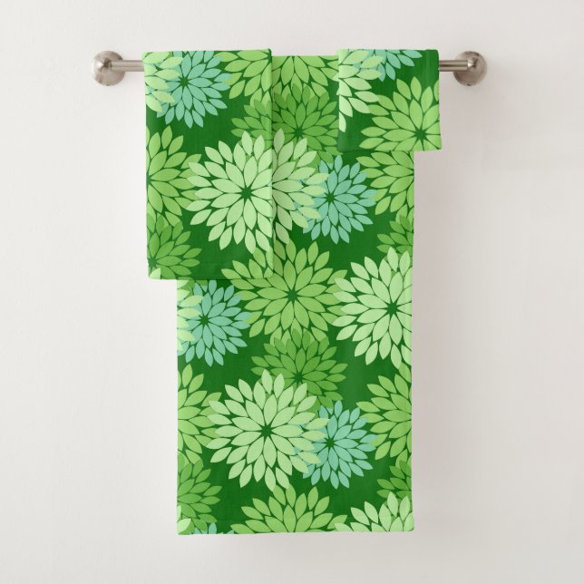 Conjunto De Toalhas Modern Floral Kimono Impressão, Verde limão (Insitu)