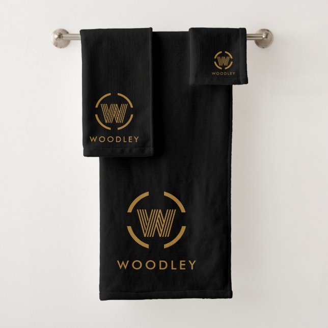 Conjunto De Toalhas Modern Gold Monogram Logo (Insitu)