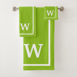 Conjunto De Toalhas modern Green White Personalized Monogram 