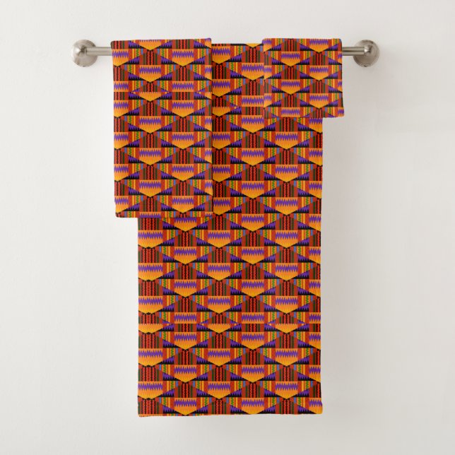 Conjunto De Toalhas Modern Kente Design Towel Set (Insitu)