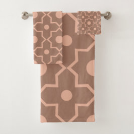 Conjunto De Toalhas Modern Mocha Mousse Forma Geométrica Rosa Dusty