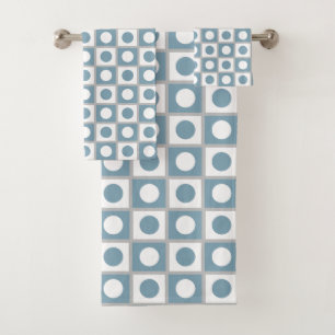 Conjunto De Toalhas Moderno Abstrato Azul-turquesa & Branco