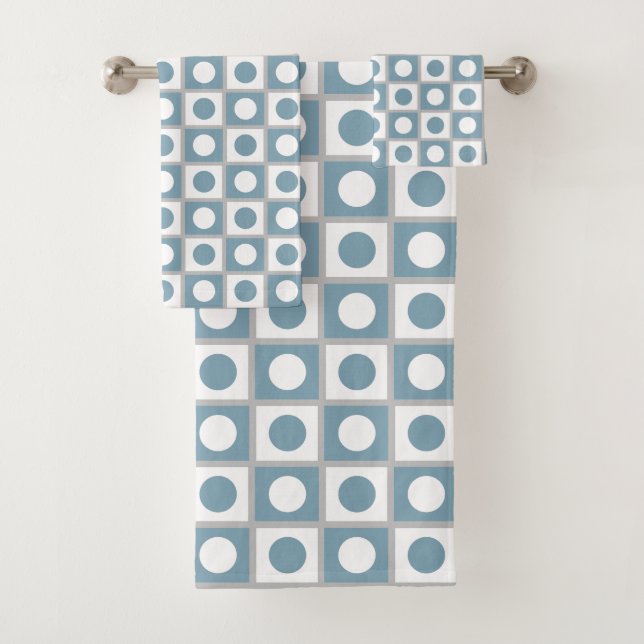 Conjunto De Toalhas Moderno Abstrato Verde Azul e Branco (Insitu)