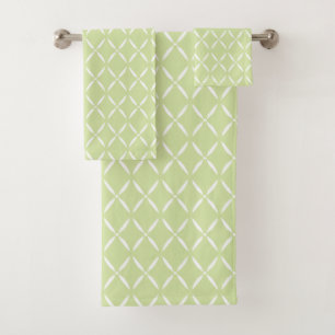 Conjunto De Toalhas Moderno Chic Verde e Branco Tendência
