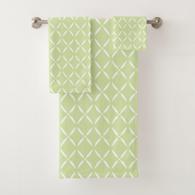 Conjunto De Toalhas Moderno Chic Verde e Branco Tendência (Insitu)