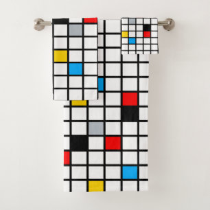 Conjunto De Toalhas Moderno da Composição Geométrica Minimalista Mondr