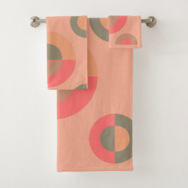 Conjunto De Toalhas Moderno de Meados do Século Pêssego e Oliva